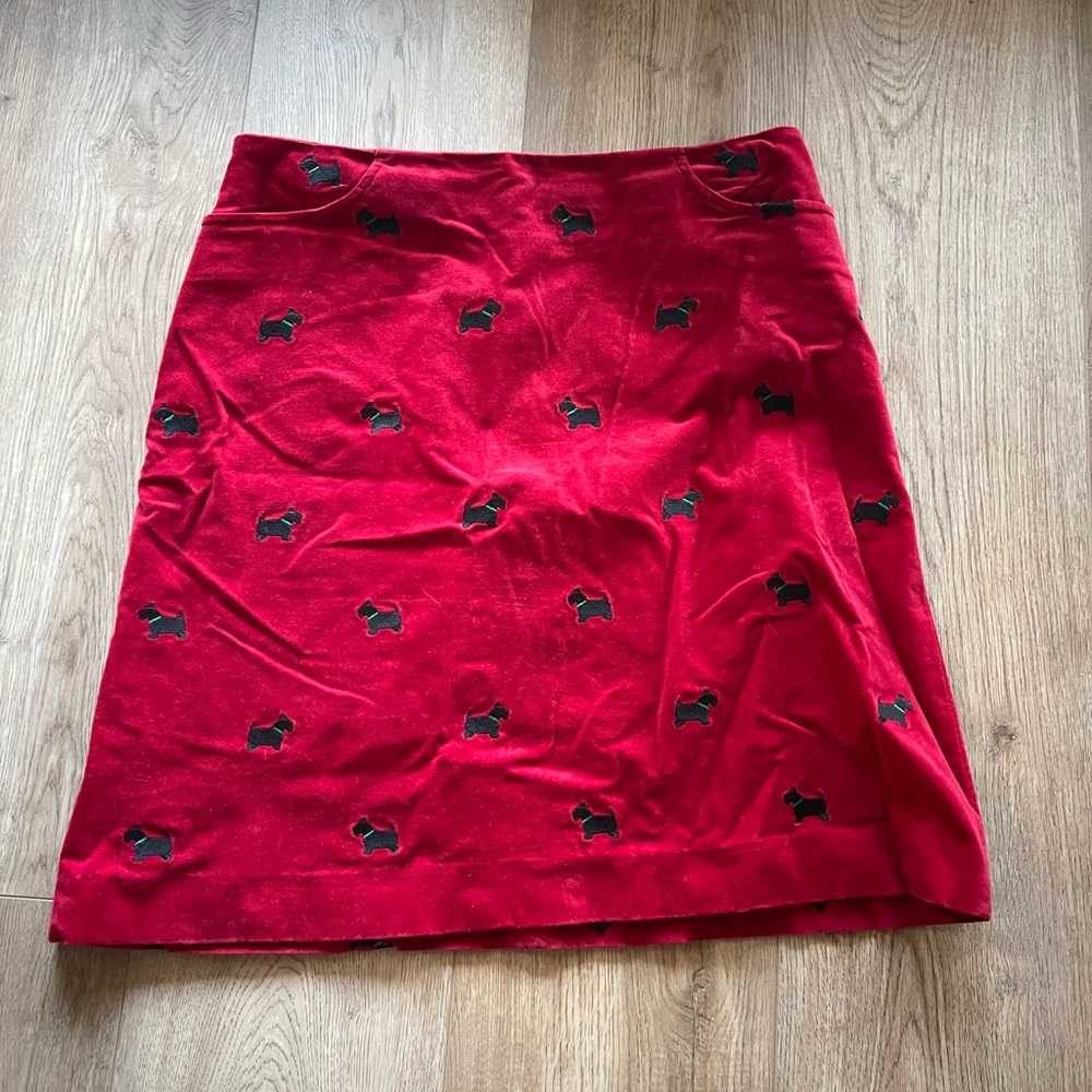 Lilly Pulitzer velvet skirt with black Scottie dogs sz 8